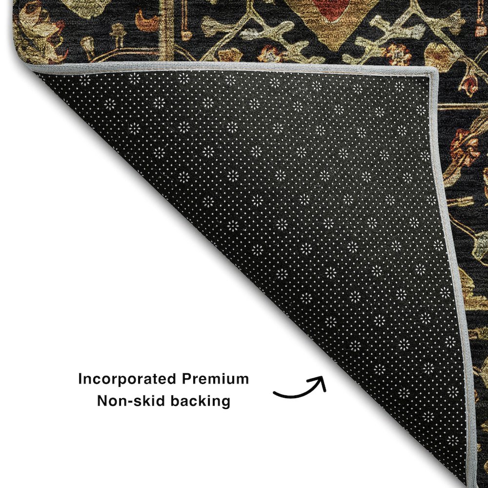 Premium Machine Washable Mayfield AMF1130 Black 8' x 10' Rug. Picture 2