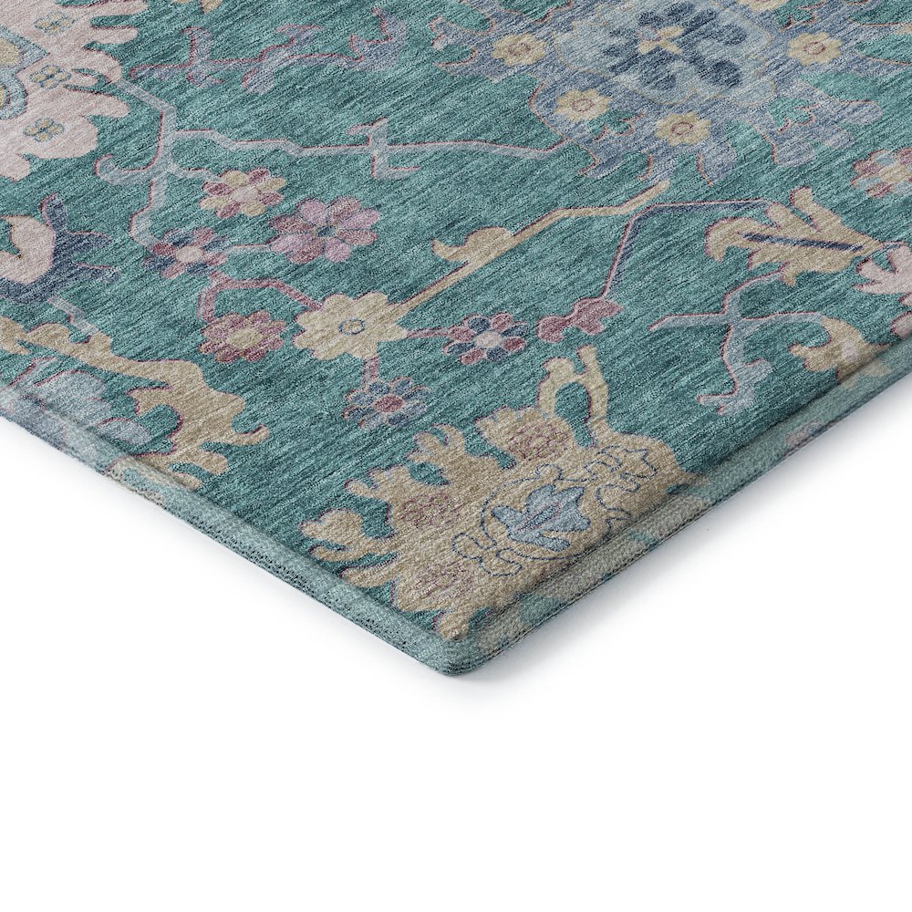 Premium Machine Washable Mayfield AMF1154 Teal 8' x 10' Rug. Picture 3