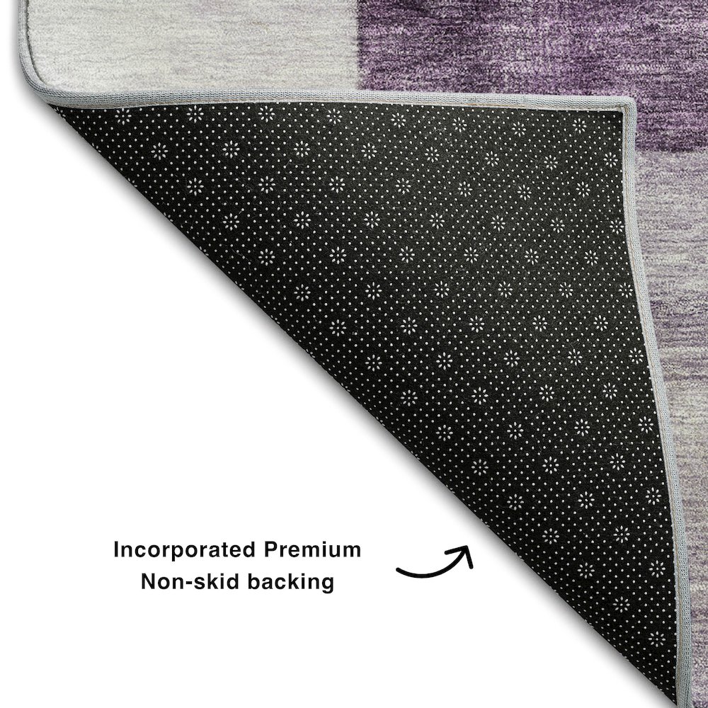 Premium Machine Washable Mayfield AMF1190 Eggplant 8' x 10' Rug. Picture 2