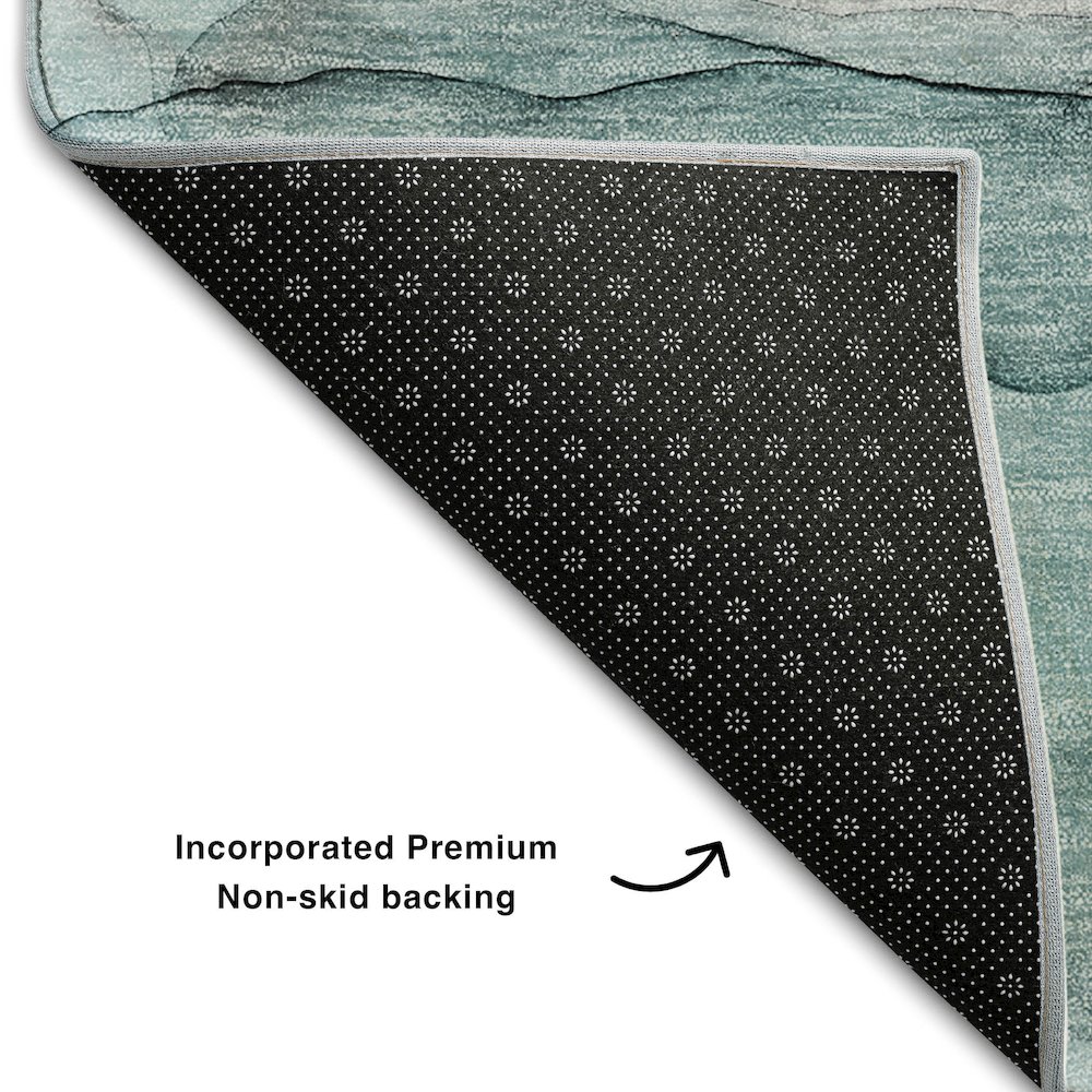 Premium Machine Washable Mayfield  Teal 8' x 10' Rug. Picture 2