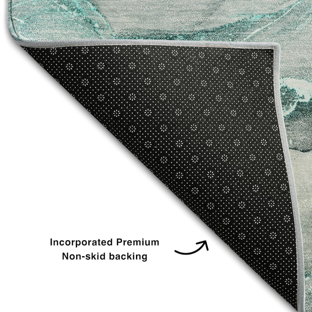 Premium Machine Washable Mayfield  Teal 8' x 10' Rug. Picture 2