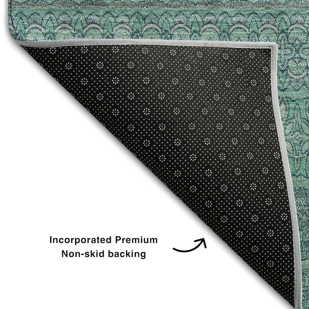 Premium Machine Washable Mayfield  Turquoise 8' x 10' Rug. Picture 2