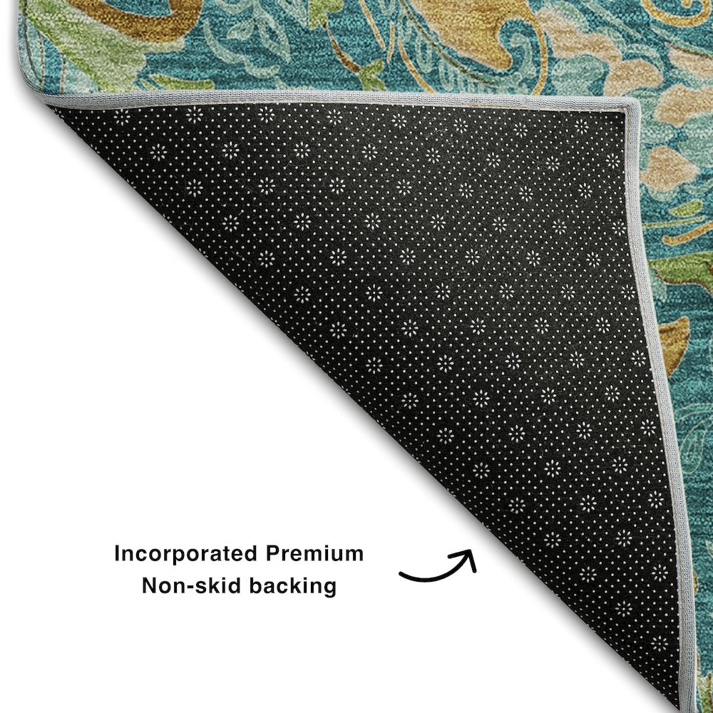 Premium Machine Washable Mayfield  Teal 8' x 10' Rug. Picture 2