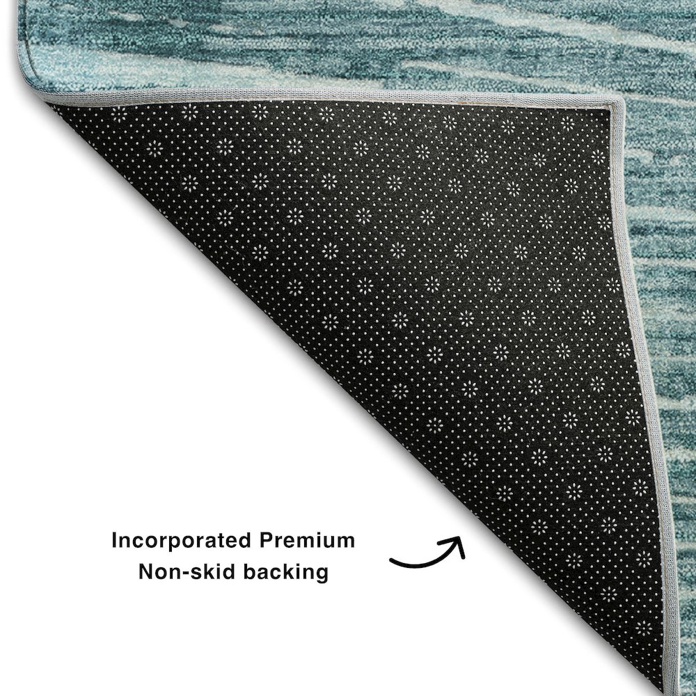 Premium Machine Washable Mayfield  Teal 8' x 10' Rug. Picture 2