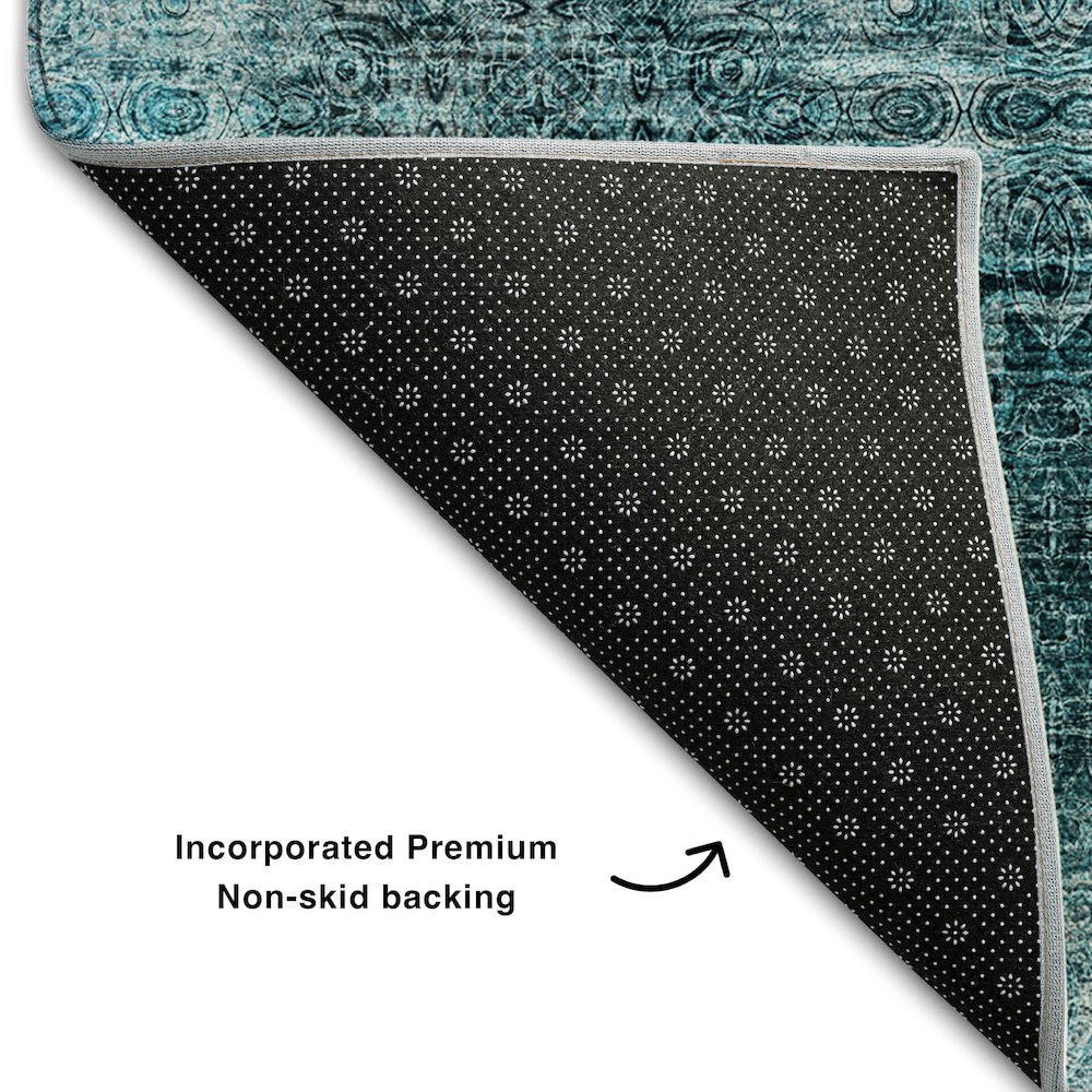 Premium Machine Washable Mayfield  Teal 8' x 10' Rug. Picture 2