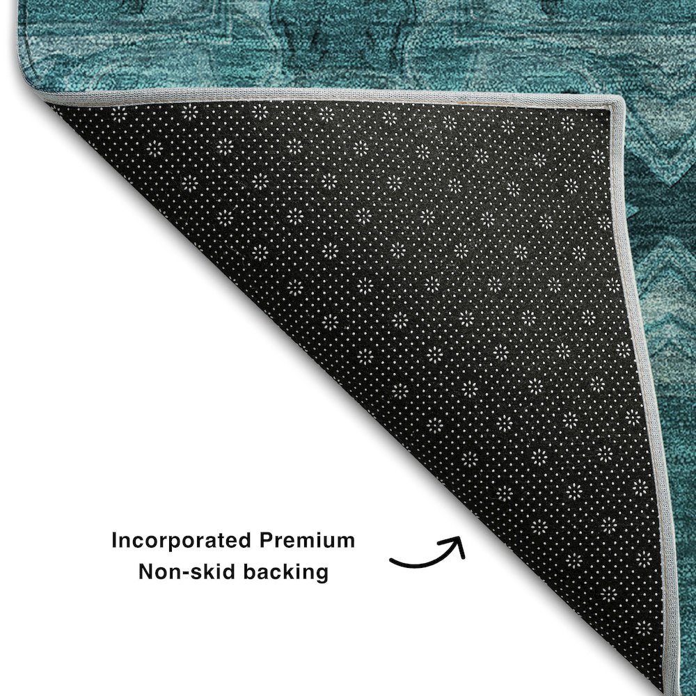 Premium Machine Washable Mayfield  Teal 8' x 10' Rug. Picture 2