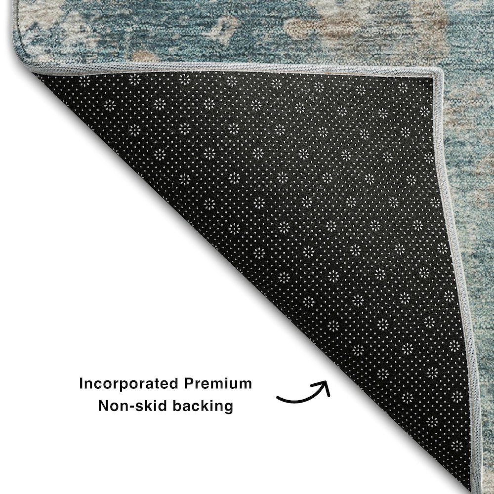 Premium Machine Washable Mayfield  Teal 8' x 10' Rug. Picture 2