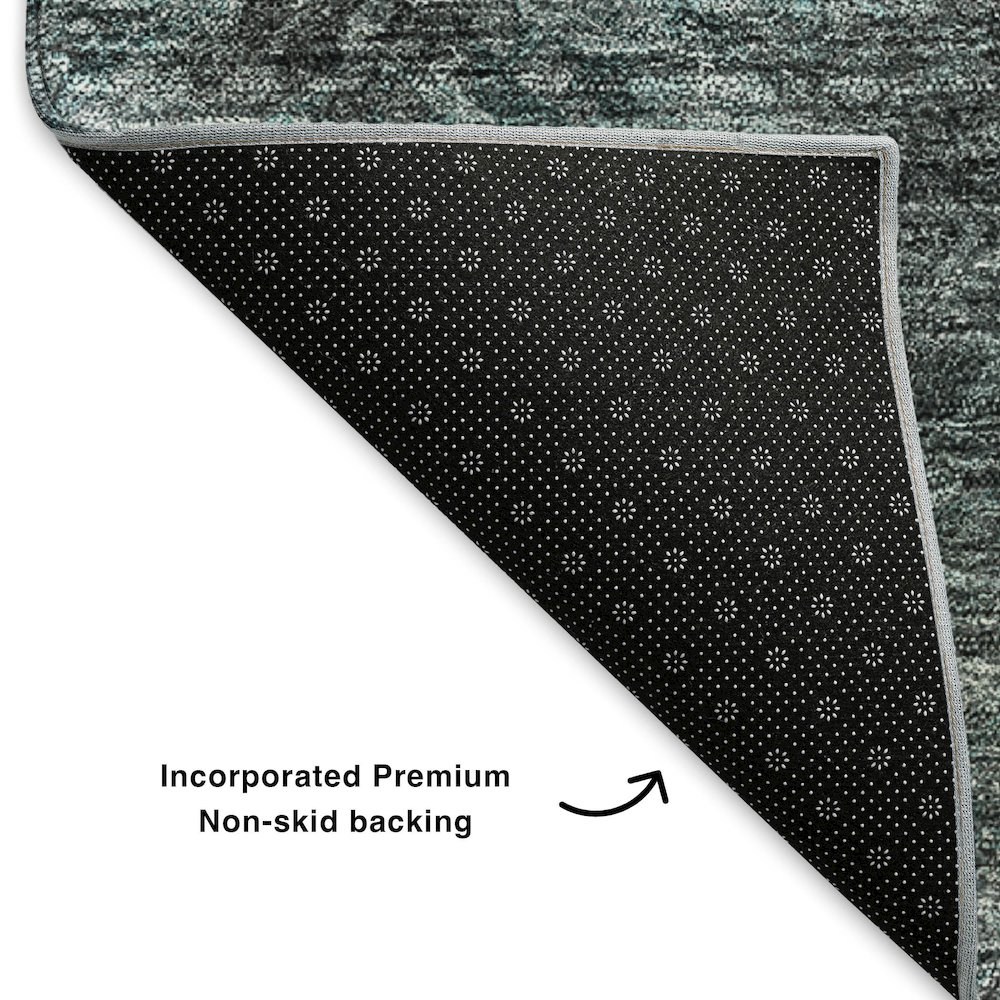 Premium Machine Washable Mayfield  Teal 8' x 10' Rug. Picture 2