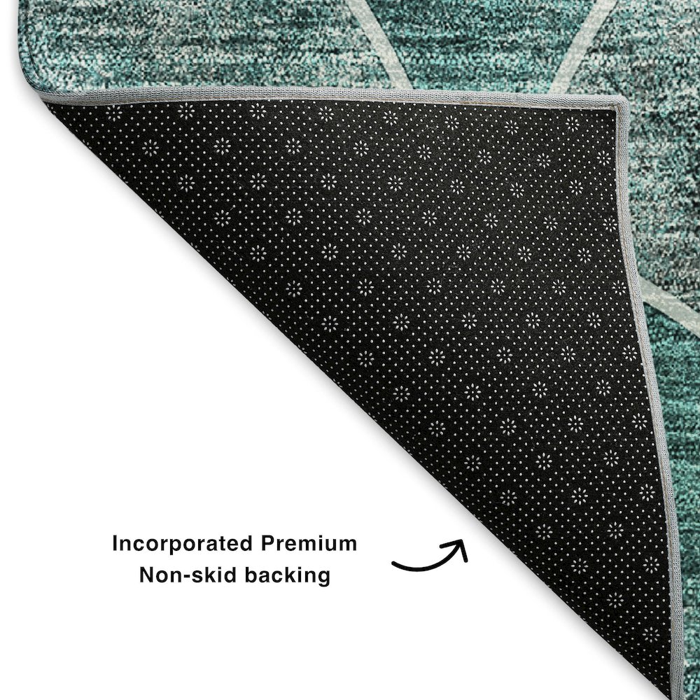 Premium Machine Washable Mayfield  Teal 8' x 10' Rug. Picture 2