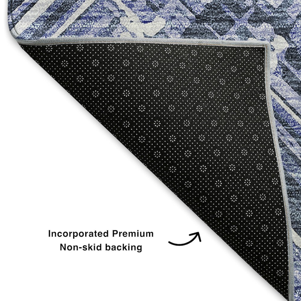 Premium Machine Washable Mayfield  Blue 8' x 10' Rug. Picture 2