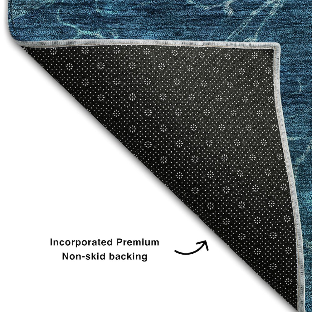 Premium Machine Washable Mayfield AMF652 Navy 8' x 10' Rug. Picture 2