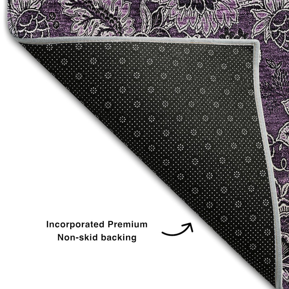 Premium Machine Washable Mayfield AMF661 Eggplant 8' x 10' Rug. Picture 2