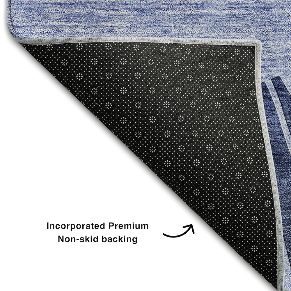 Premium Machine Washable Mayfield AMF668 Navy 8' x 10' Rug. Picture 2