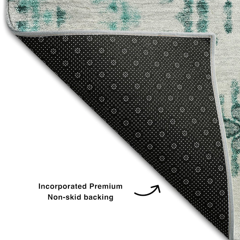 Premium Machine Washable Mayfield AMF684 Teal 8' x 10' Rug. Picture 2