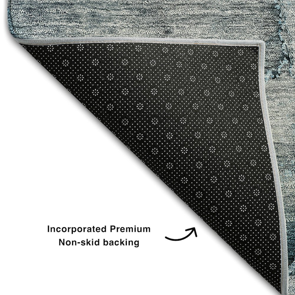 Premium Machine Washable Mayfield AMF689 Teal 8' x 10' Rug. Picture 2
