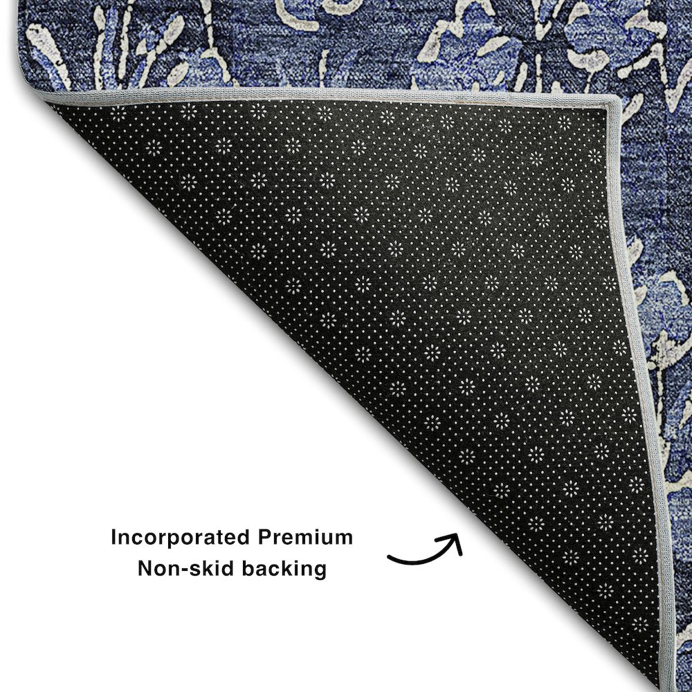 Premium Machine Washable Mayfield AMF692 Navy 8' x 10' Rug. Picture 2