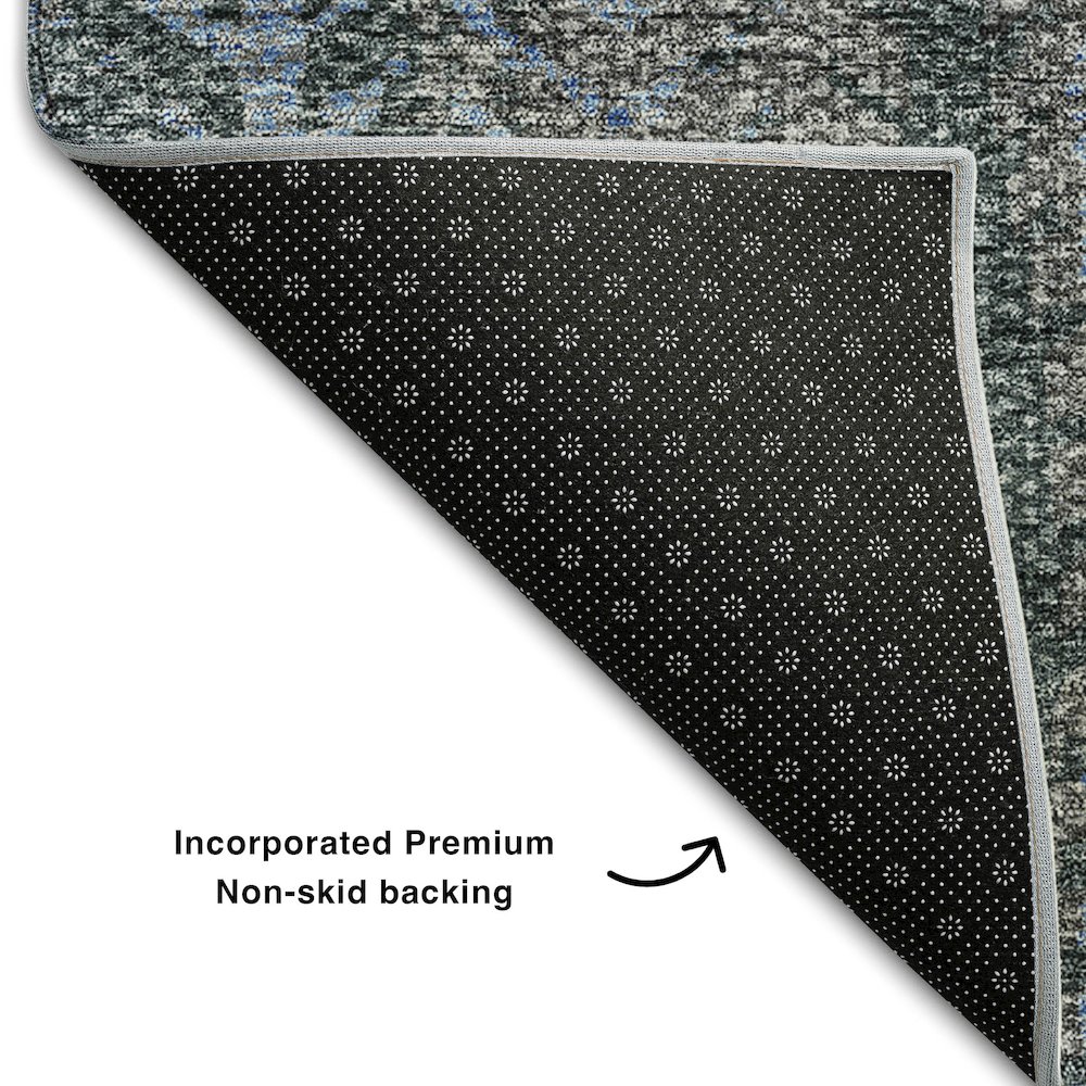 Premium Machine Washable Mayfield AMF693 Blue 8' x 10' Rug. Picture 2