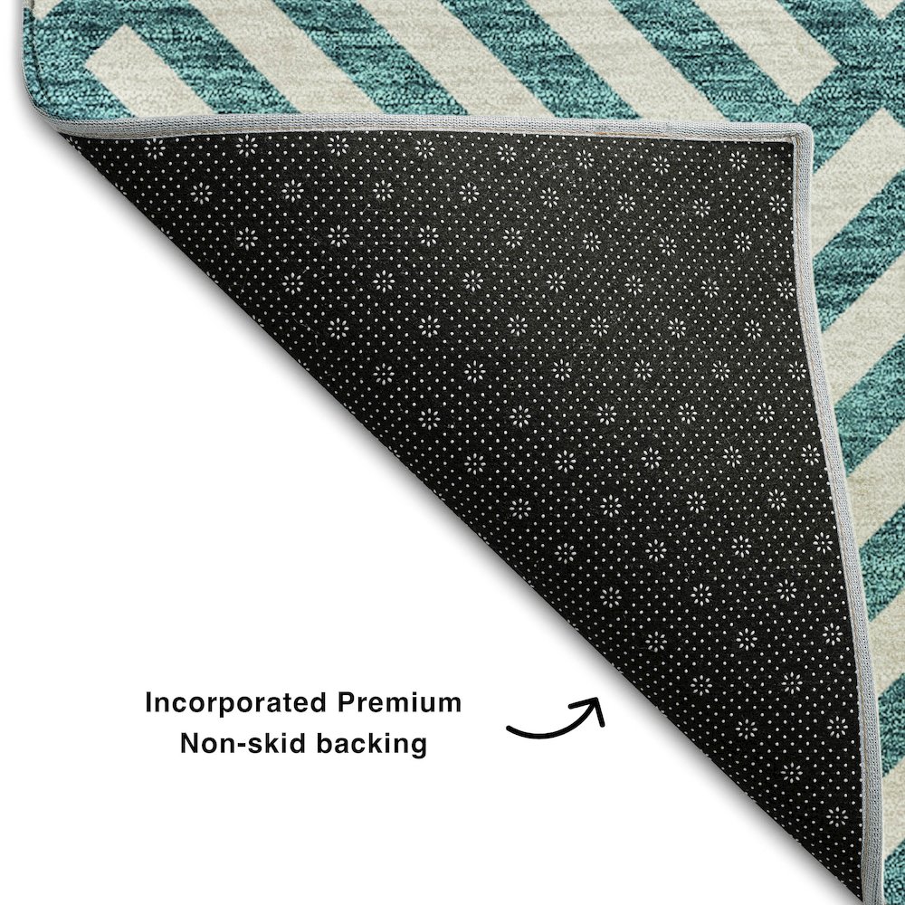 Premium Machine Washable Mayfield AMF731 Teal 8' x 10' Rug. Picture 2