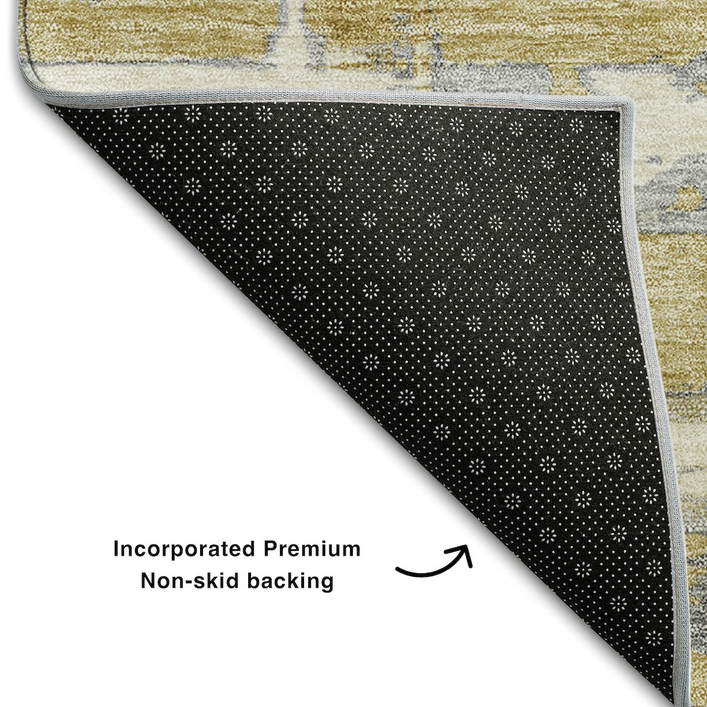 Premium Machine Washable Mayfield AMF745 Gold 8' x 10' Rug. Picture 2