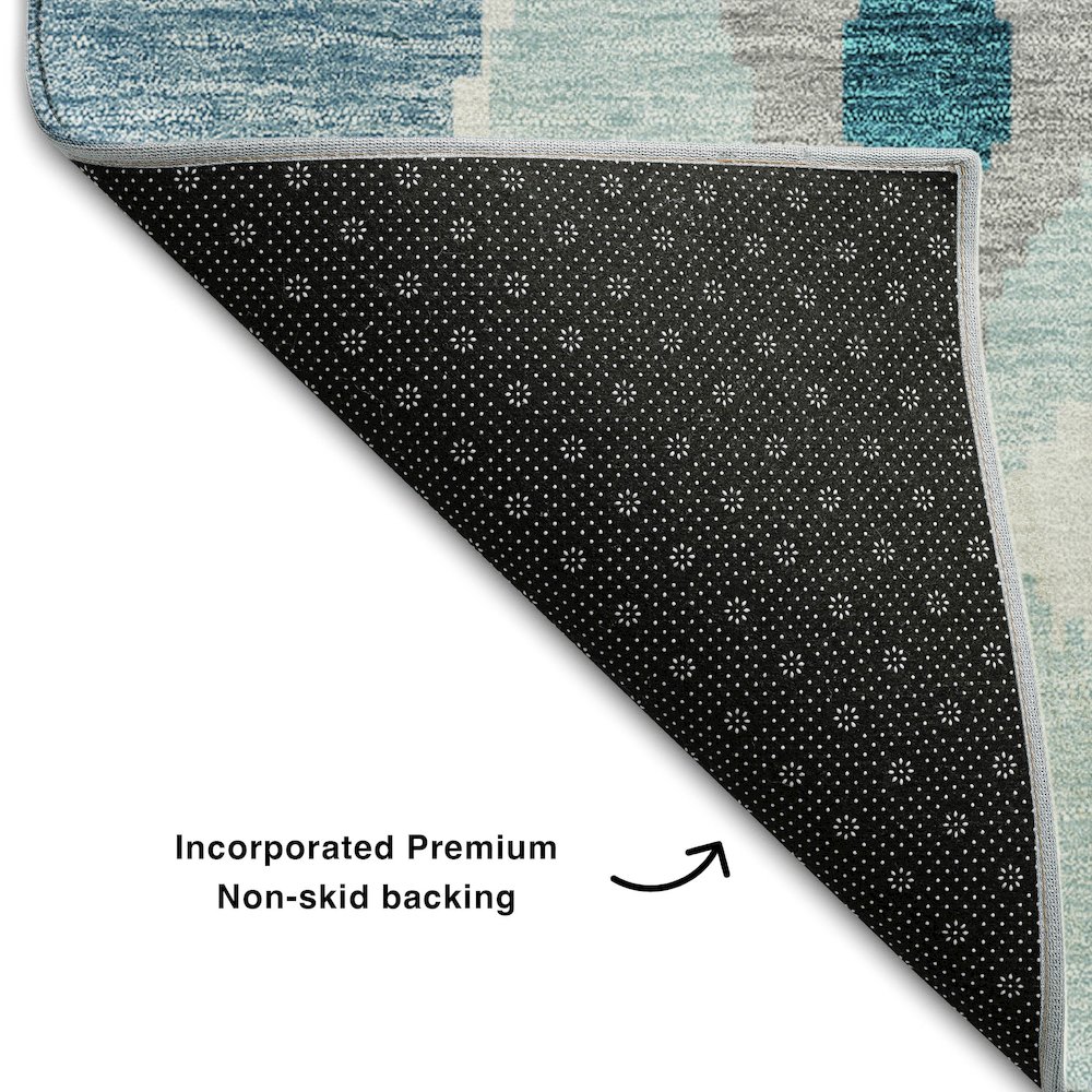 Premium Machine Washable Mayfield AMF748 Teal 8' x 10' Rug. Picture 2