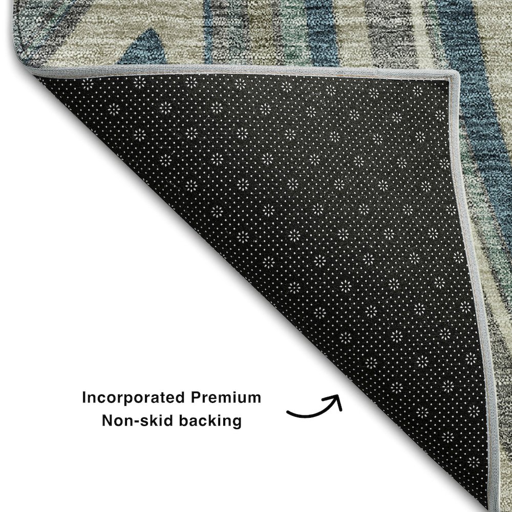 Premium Machine Washable Mayfield AMF756 Teal 8' x 10' Rug. Picture 2