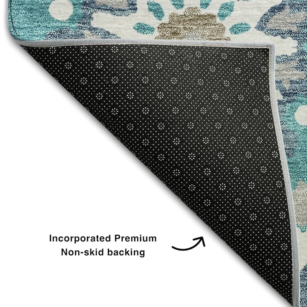 Premium Machine Washable Mayfield AMF763 Teal 8' x 10' Rug. Picture 2
