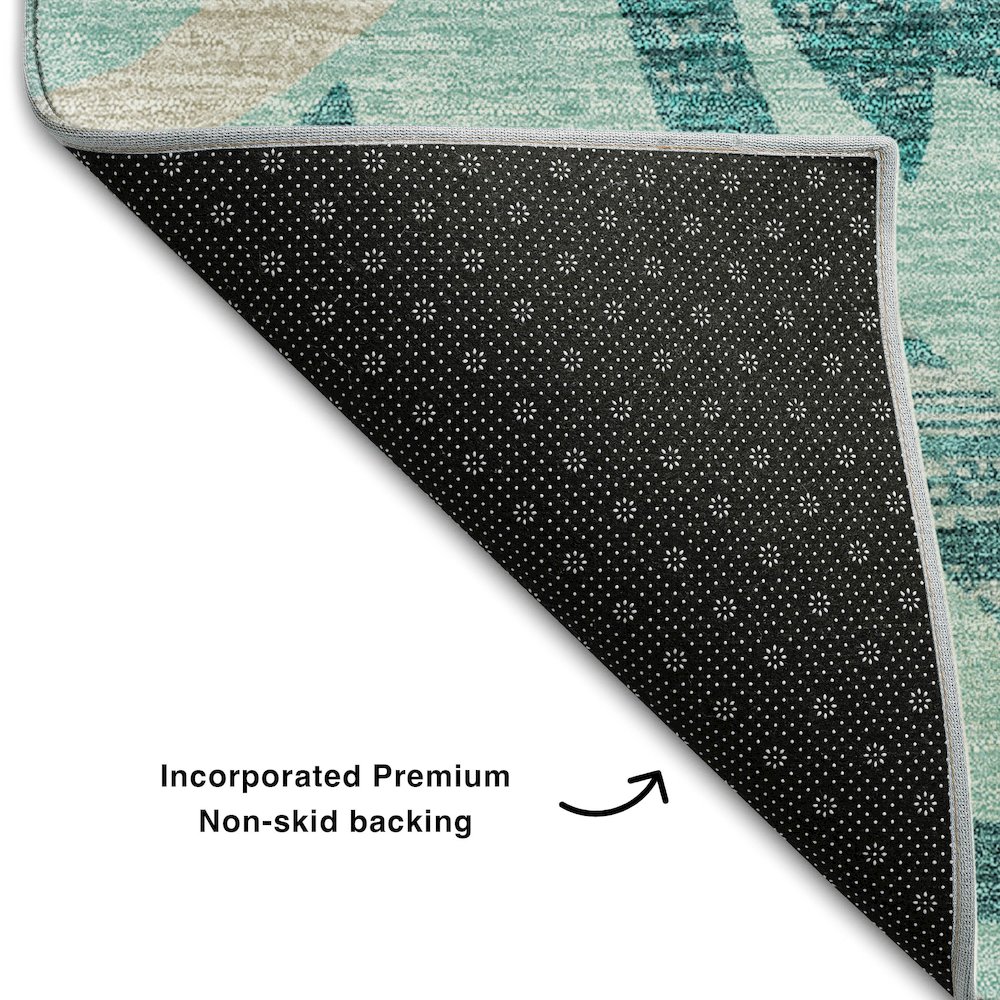 Premium Machine Washable Mayfield AMF764 Teal 8' x 10' Rug. Picture 2
