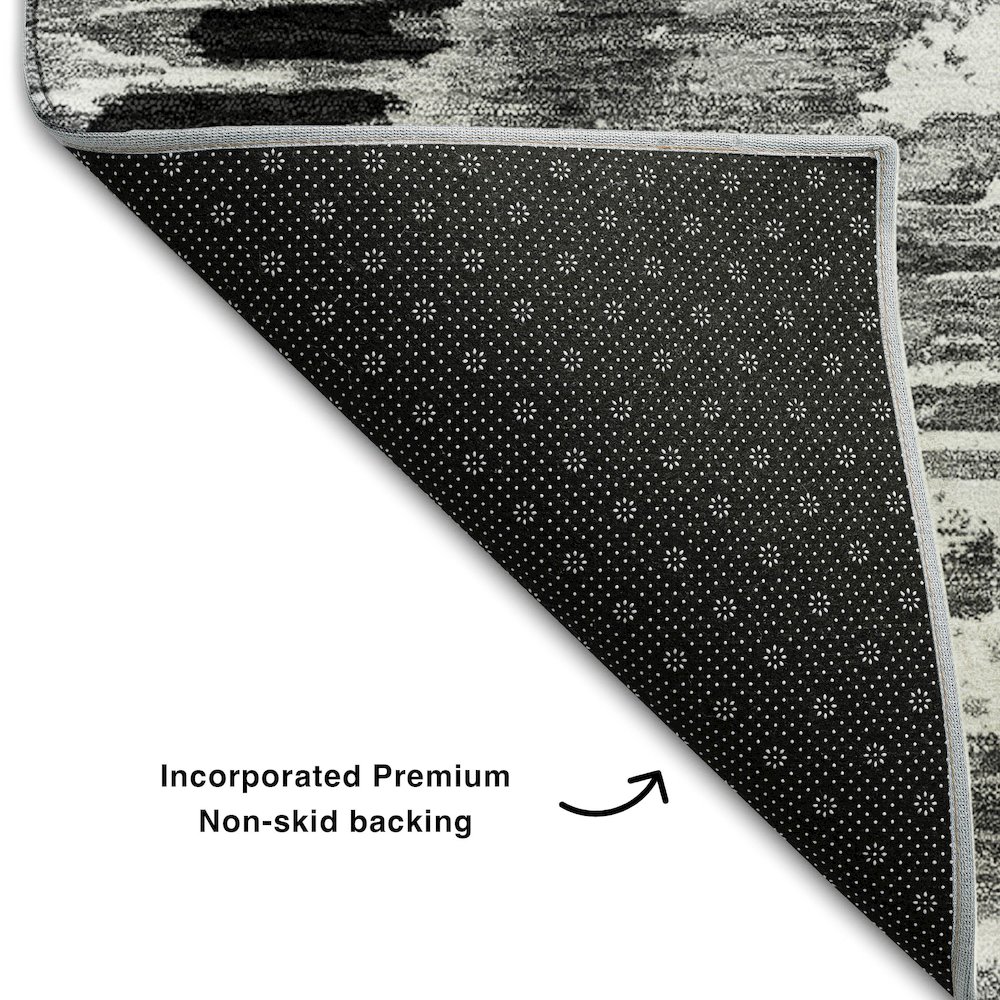 Premium Machine Washable Mayfield AMF767 Black 8' x 10' Rug. Picture 2