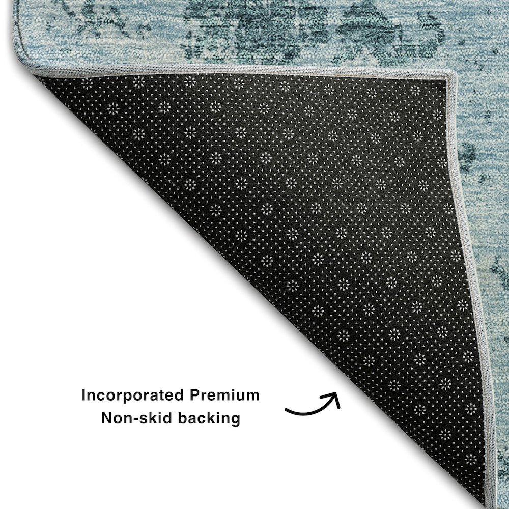 Premium Machine Washable Mayfield AMF769 Teal 8' x 10' Rug. Picture 2
