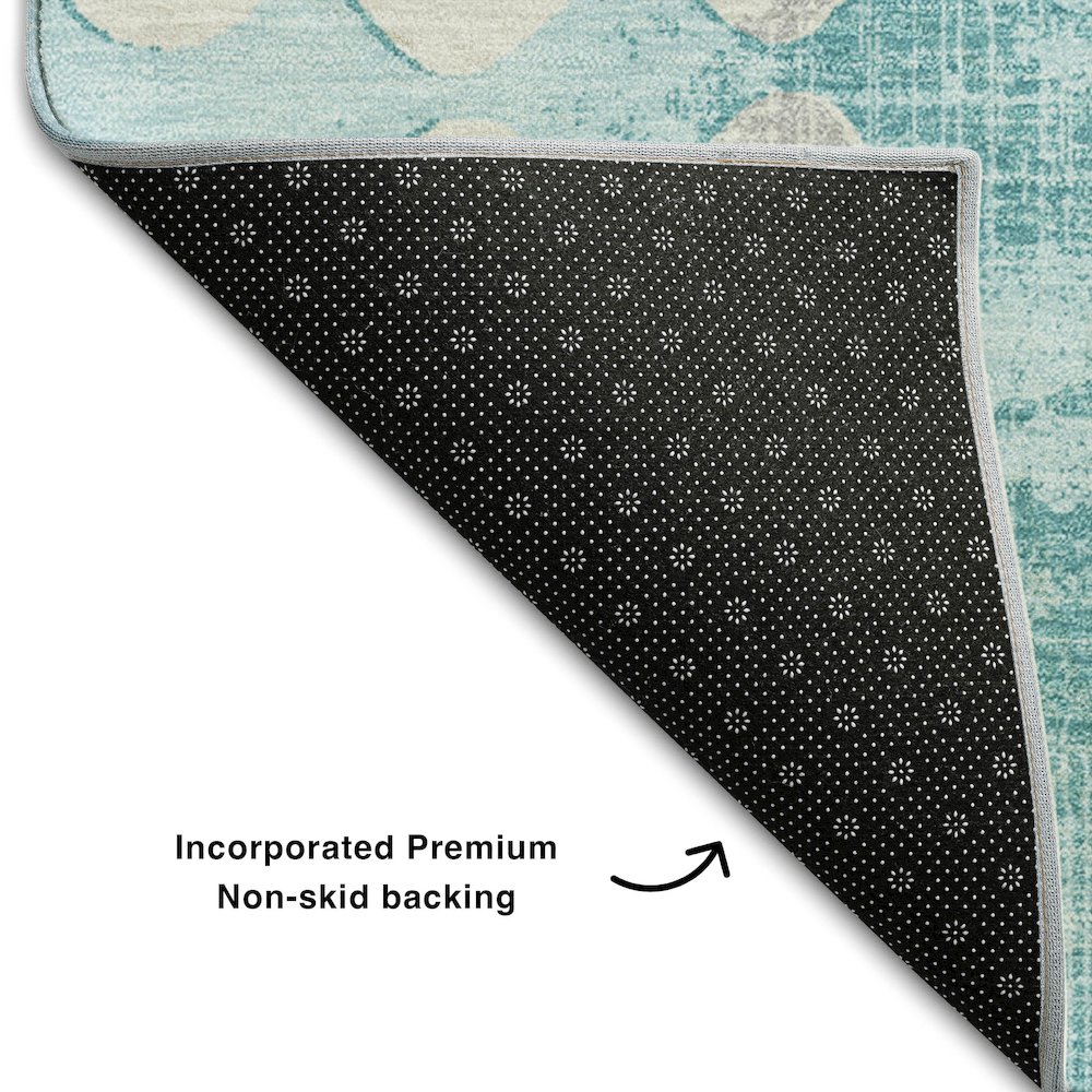 Premium Machine Washable Mayfield AMF869 Teal 8' x 10' Rug. Picture 2