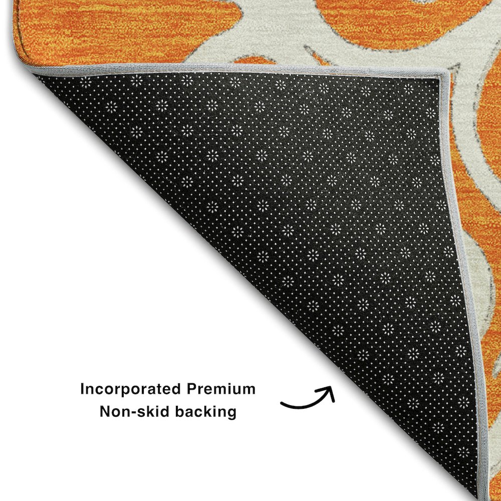 Premium Machine Washable Mayfield AMF874 Orange 8' x 10' Rug. Picture 2