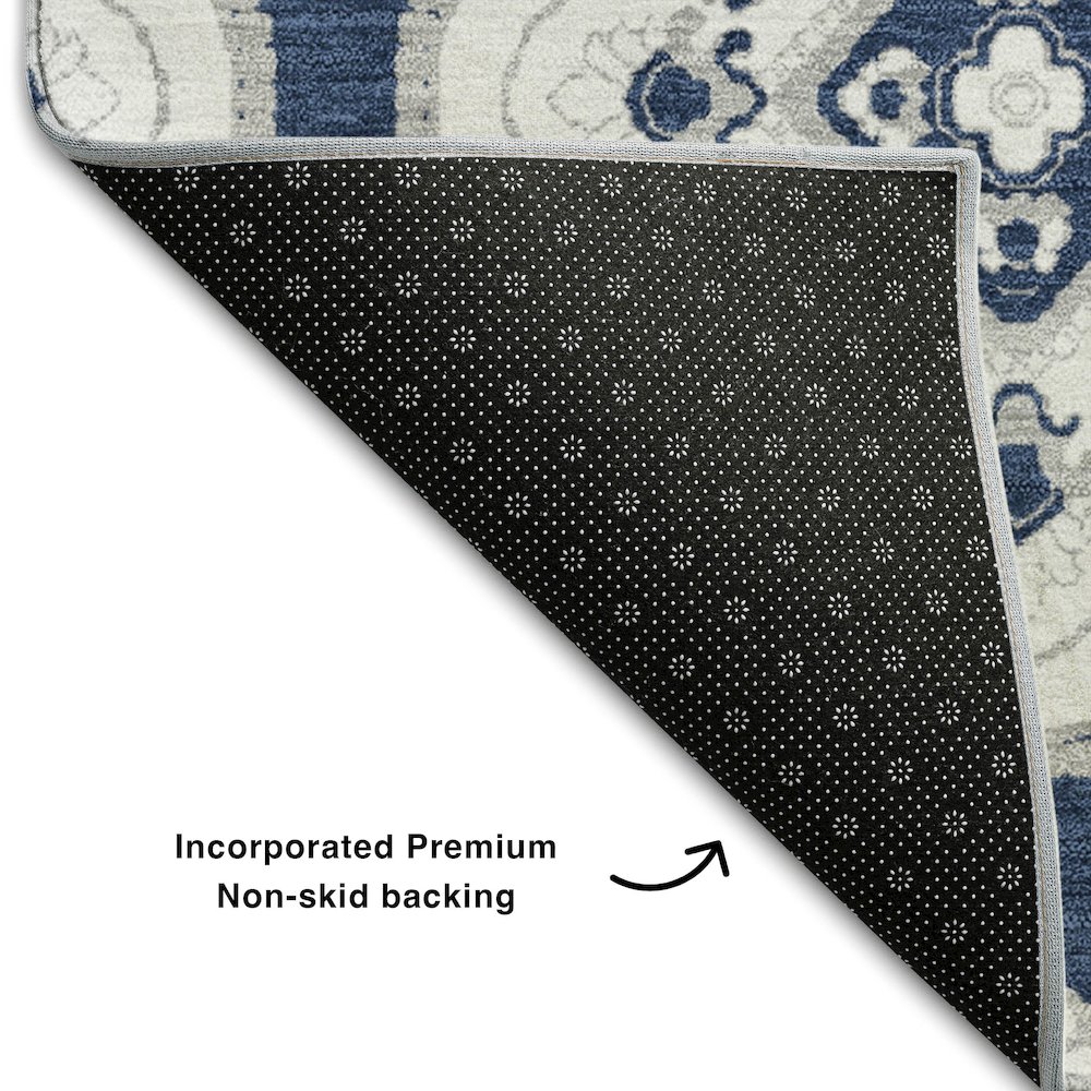 Premium Machine Washable Mayfield AMF878 Navy 8' x 10' Rug. Picture 2