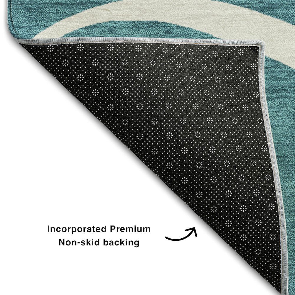 Premium Machine Washable Mayfield AMF999 Teal 8' x 10' Rug. Picture 2