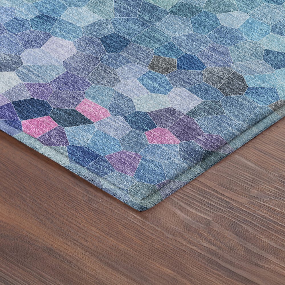 Luxury Washable Indoor/Outdoor Kaleidoscope KL1 Teal 8' x 10' Rug. Picture 2
