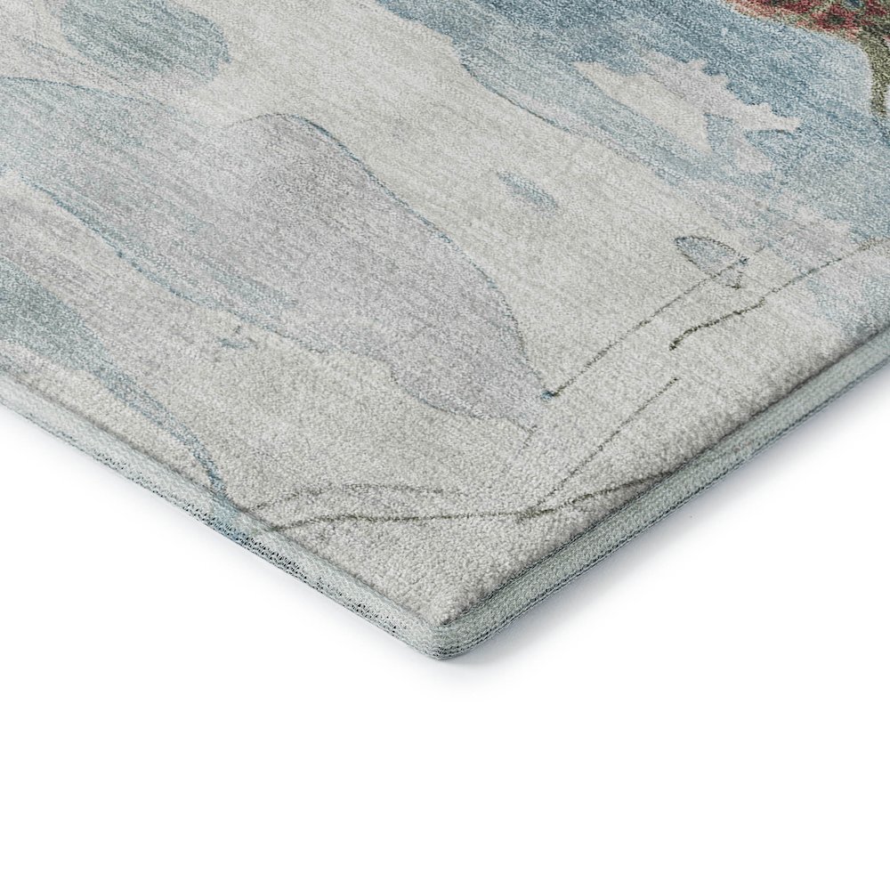 Luxury Washable Indoor/Outdoor Merry & Bright Blue 8' x 10' Rug. Picture 2