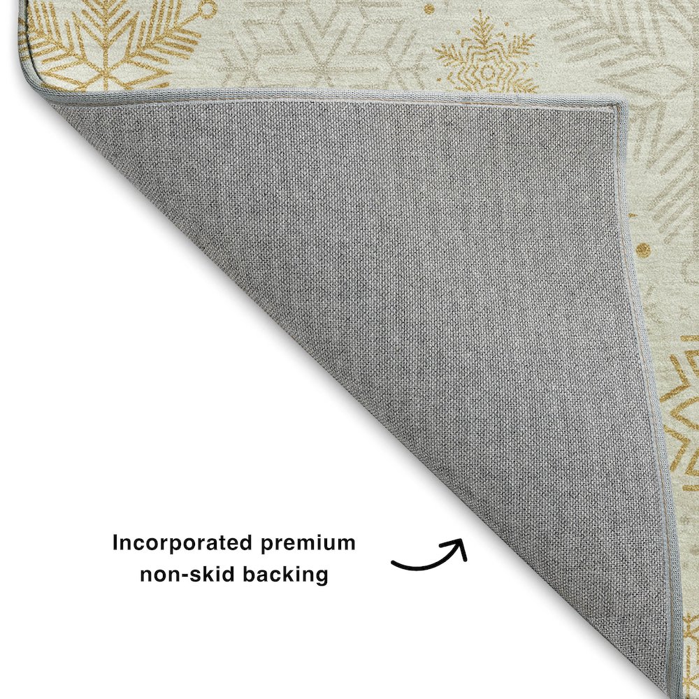 Luxury Washable Indoor/Outdoor Merry & Bright Ivory 8' x 10' Rug. Picture 4