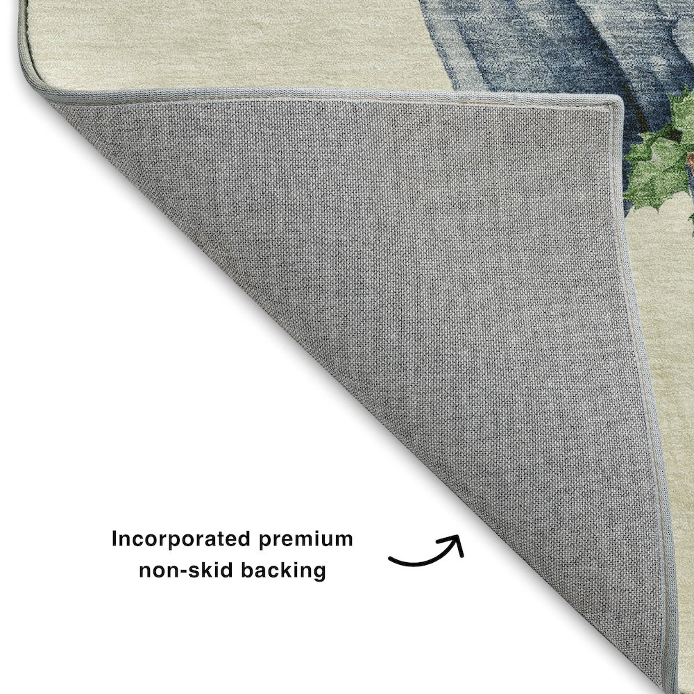 Luxury Washable Indoor/Outdoor Merry & Bright Ivory 8' x 10' Rug. Picture 4