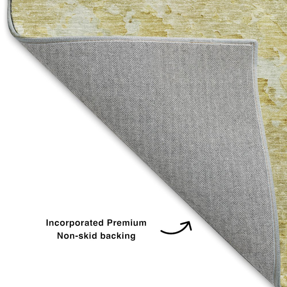 Luxury Washable Indoor/Outdoor Ravenna Gold 8' x 10' Rug. Picture 4