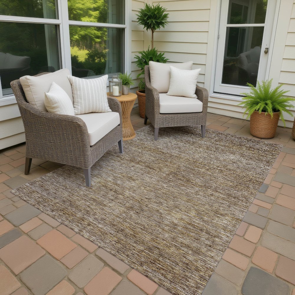 Luxury Washable Indoor/Outdoor Soft Essentials SE1 Brown 10' x 14' Rug. Picture 7