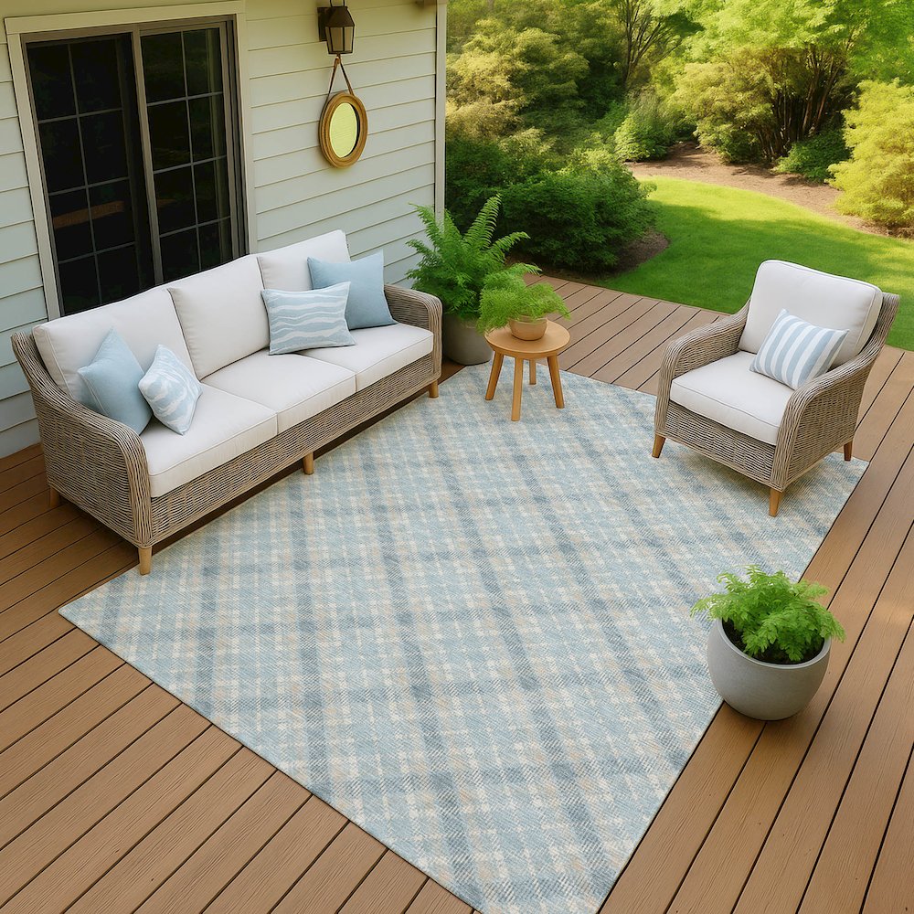 Luxury Washable Indoor/Outdoor Soft Essentials SE3 Blue 10' x 14' Rug. Picture 7