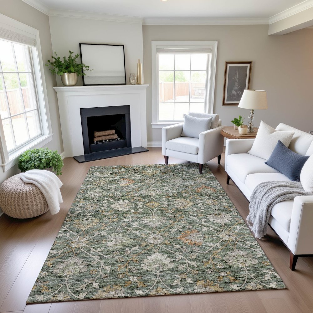 Indoor/Outdoor Silk Road Basil 10' x 14' Rug. Picture 5