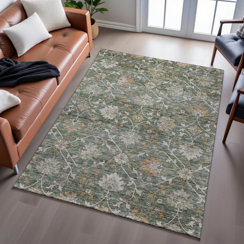 Indoor/Outdoor Silk Road Basil 10' x 14' Rug. Picture 6