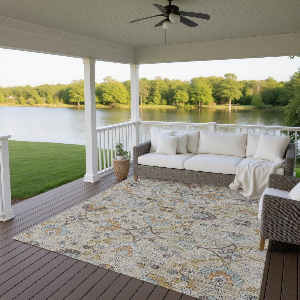Indoor/Outdoor Silk Road Flax 10' x 14' Rug. Picture 7