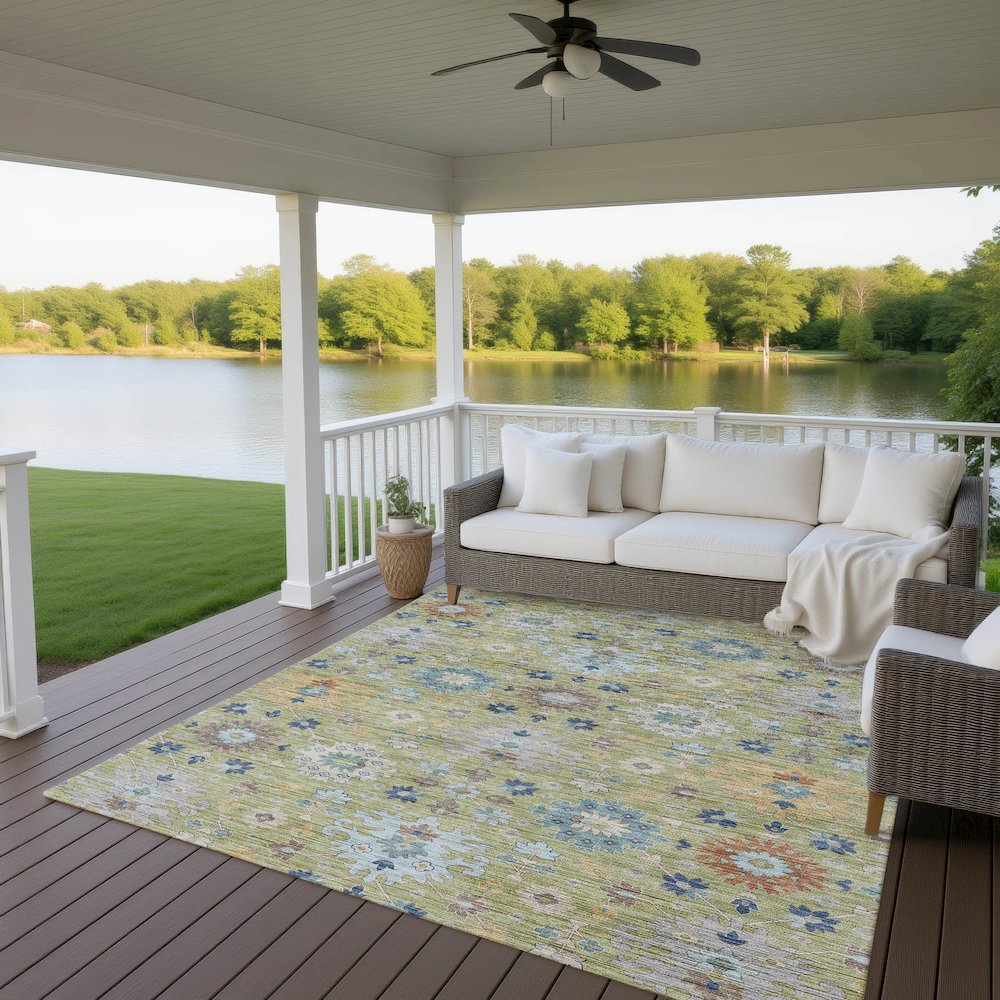 Indoor/Outdoor Silk Road Aloe 10' x 14' Rug. Picture 7