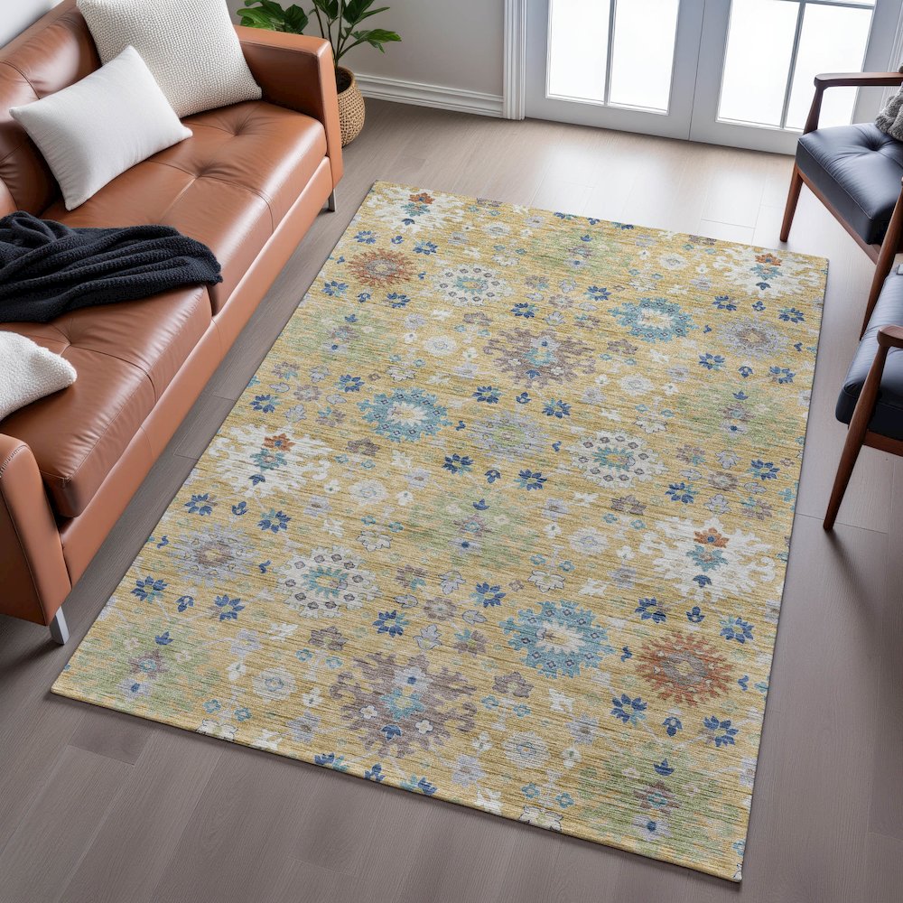 Indoor/Outdoor Silk Road Turmeric 10' x 14' Rug. Picture 6