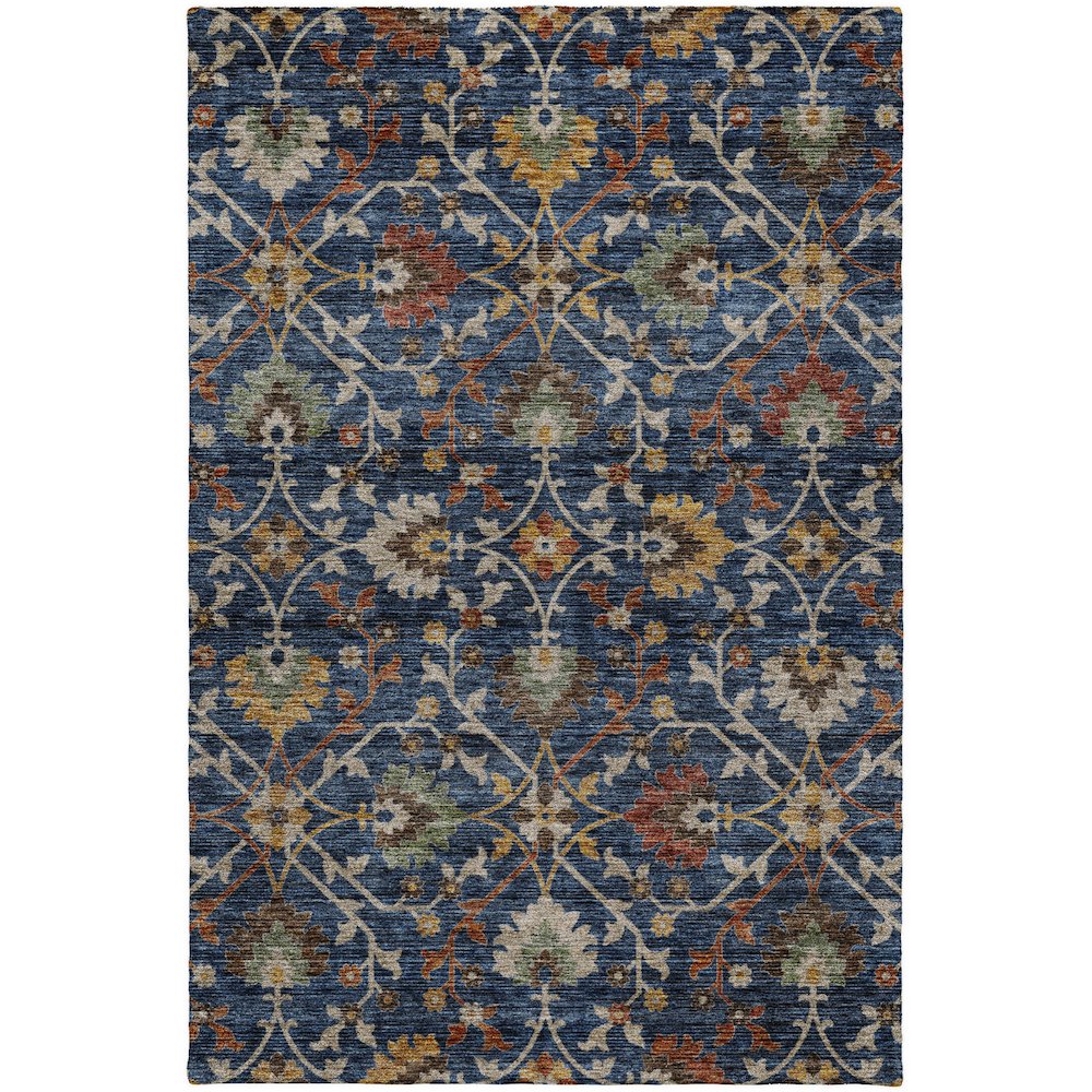 Indoor/Outdoor Silk Road Navy 10' x 14' Rug. Picture 1