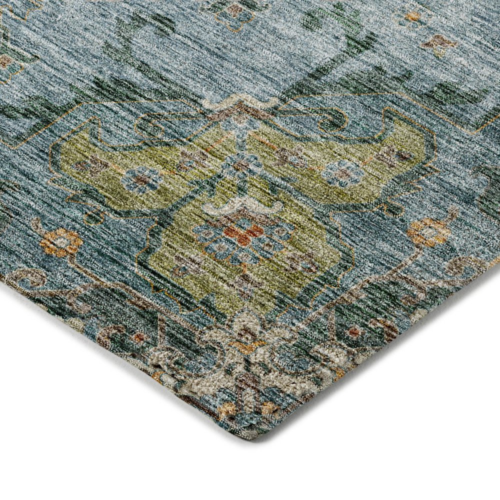 Indoor/Outdoor Silk Road Aqua 8' x 8' Round Rug. Picture 2