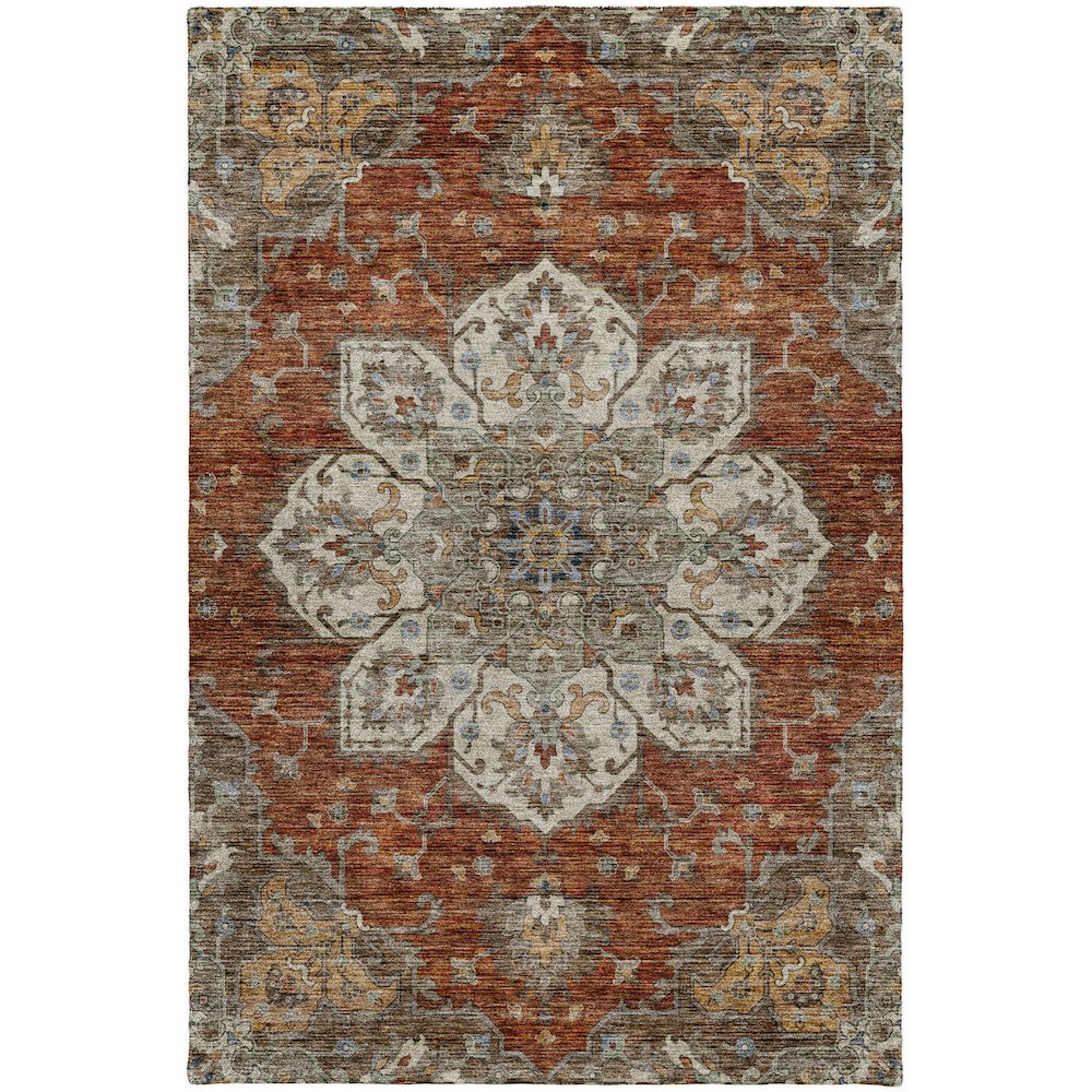 Indoor/Outdoor Silk Road Paprika 10' x 14' Rug. Picture 1