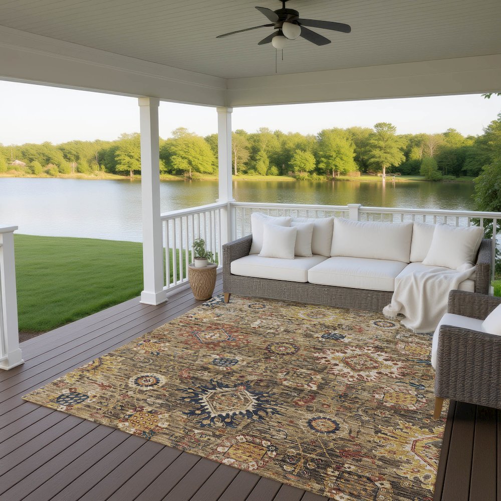 Indoor/Outdoor Silk Road Clove 10' x 14' Rug. Picture 7