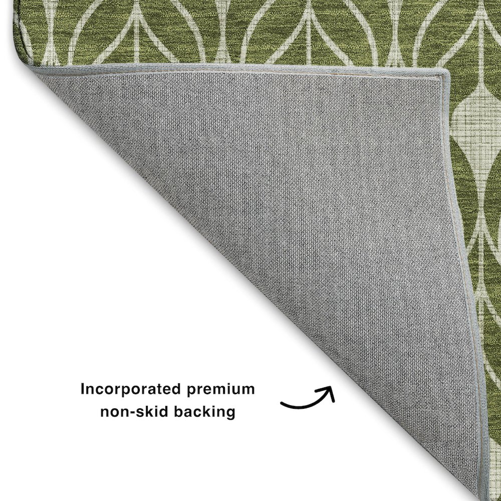 Luxury Washable Indoor/Outdoor The Reserve Olive 8' x 10' Rug. Picture 4